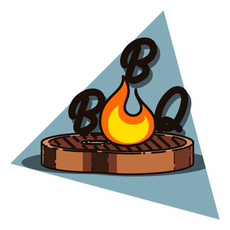 Color vintage barbecue emblem, BBQ stamp, retro poster, food menu designのイラスト素材
