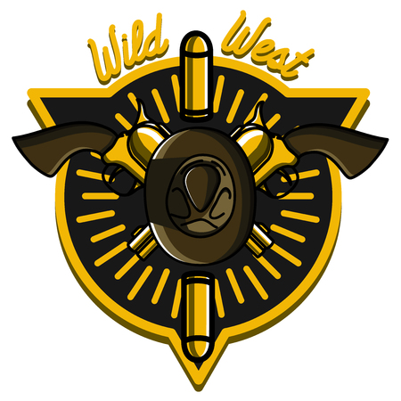 Color vintage wild west emblems, Vector illustrationのイラスト素材