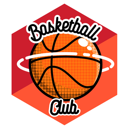 Color vintage basketball emblem. Vector illustrationのイラスト素材