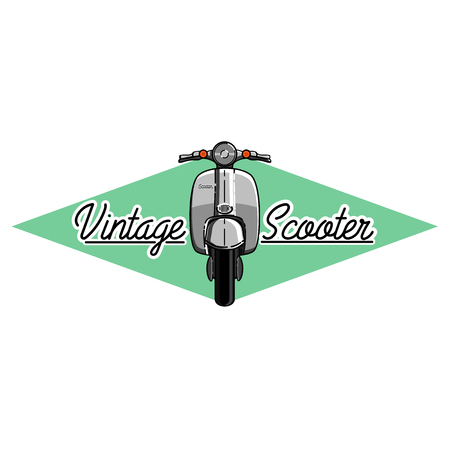 Color vintage scooter emblem. Scooter travel concept.のイラスト素材