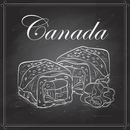 Vector sushi sketch, Canada roll on a blackboardのイラスト素材