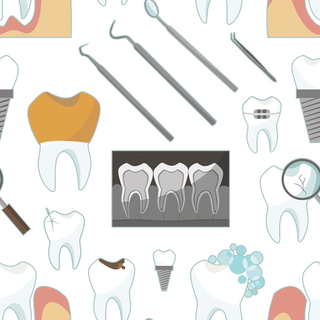 Dental tooth icons pattern. Vector illustrationのイラスト素材