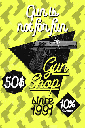 Color vintage guns shop poster. Vector illustration, EPS 10のイラスト素材
