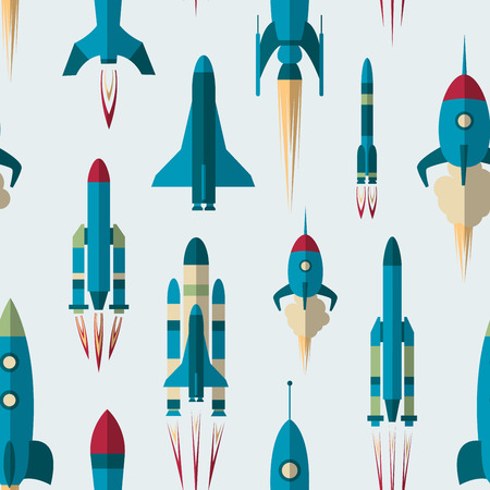 Set of rockets pattern. Set of various rocket symbols, vector illustration.のイラスト素材