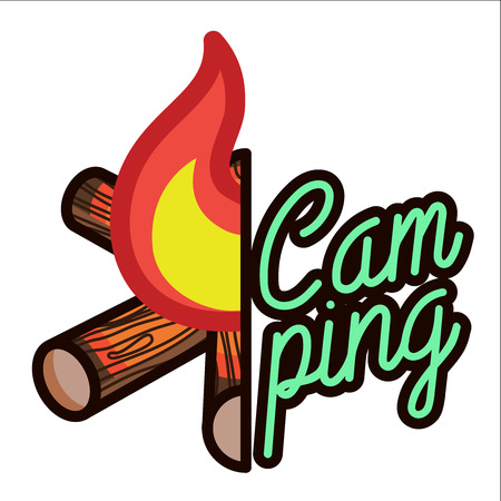 Camping Label. Vintage camp explorer badge. Outdoor adventure design. Wilderness emblem and stamp. Vector.のイラスト素材