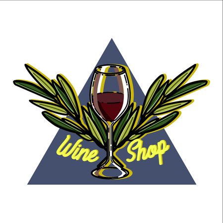 Color vintage wine shop emblem. Template isolated icon design. Vector illustrationのイラスト素材