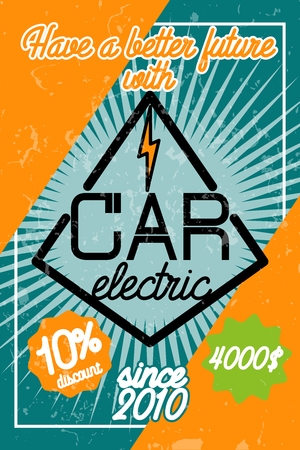 Infographic poster about electric cars. Modern vector illustration explaining the benefits of electric cars.のイラスト素材