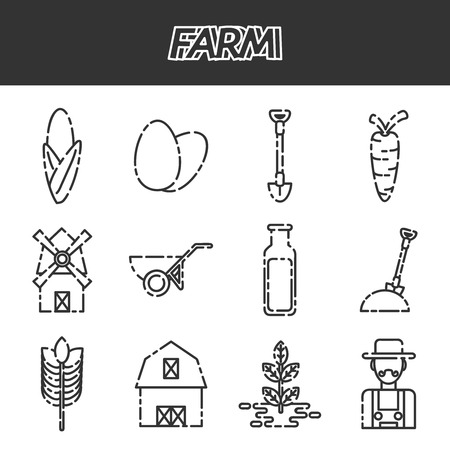 Farm icons set. Vector illustrationのイラスト素材