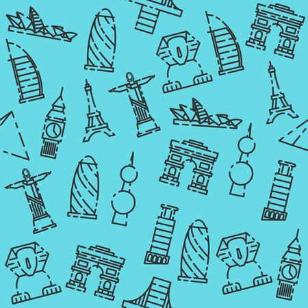 World landmarks pattern. Vector illustrationのイラスト素材