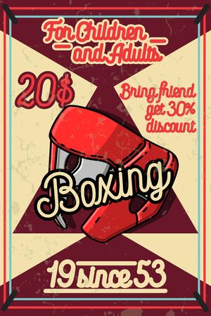 Color vintage Boxing poster. Boxing club design. Boxing fight themeのイラスト素材