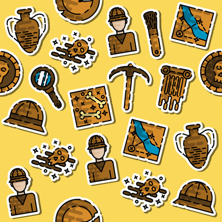 Colored Archeology flat pattern for your design. Vector illustrationのイラスト素材