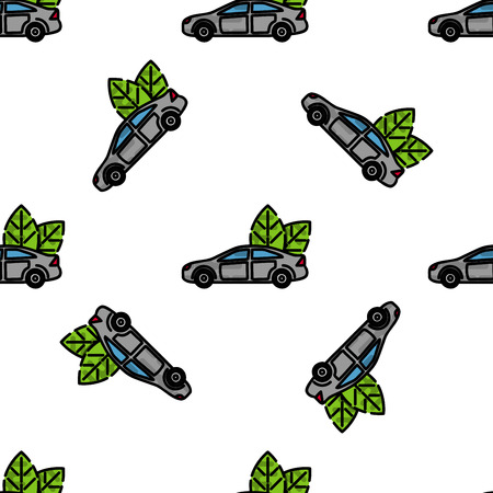 Electric car flat pattern. Ecological character. Vector illustrationのイラスト素材