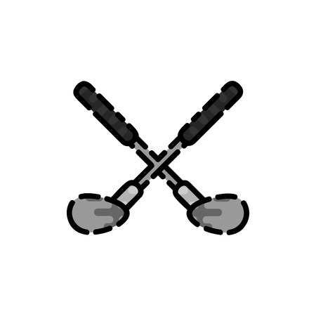 Golf game equipment and player flat icon isolated vector illustrationのイラスト素材