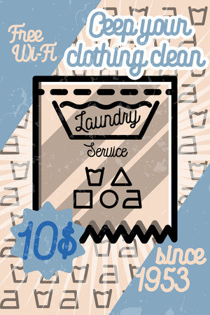 Color vintage laundry poster for your design. Vector illustrationのイラスト素材