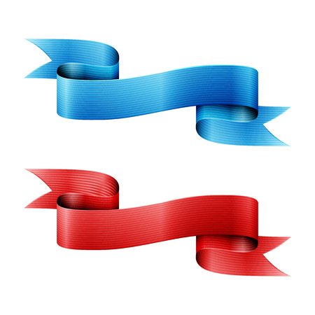Red and blue ribbon set. Vector illustrationのイラスト素材