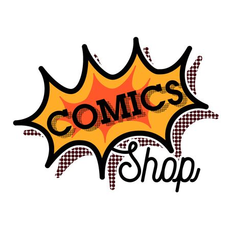 Color vintage comics shop emblemのイラスト素材