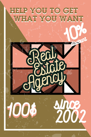 Color vintage real estate agency banner, symbol.  design templateのイラスト素材