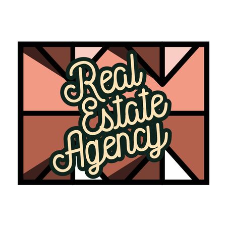 Color vintage real estate agency emblem, symbol.  design templateのイラスト素材