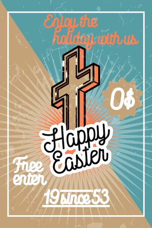 Color vintage easter bannerのイラスト素材