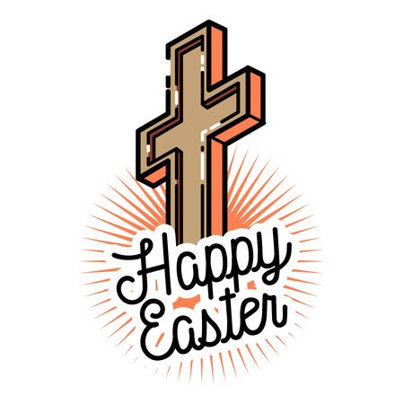 Color vintage easter emblemのイラスト素材
