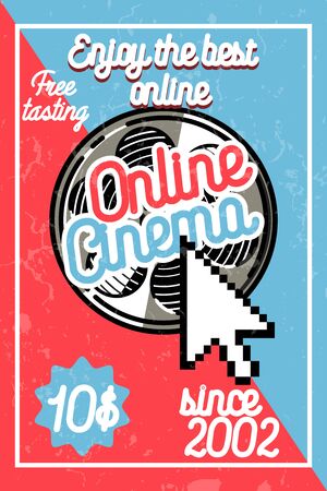 Color vintage online cinema bannerのイラスト素材