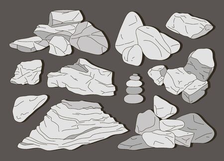Rocks and stones elementsのイラスト素材