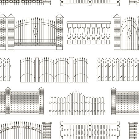 Set of gates and fencesのイラスト素材
