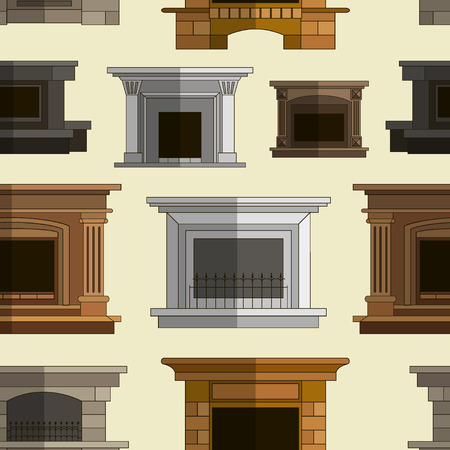 Set of fireplace icons design patternのイラスト素材
