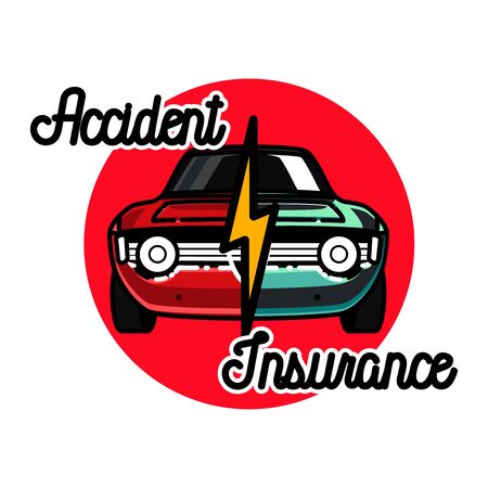 Colored vintage car accident arrangement.のイラスト素材