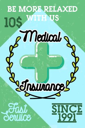 Color vintage medical insurance bannerの写真素材