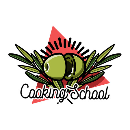 Color vintage cooking school emblemのイラスト素材