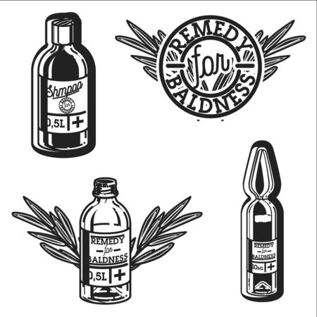 Color vintage remedy for baldness emblems.のイラスト素材