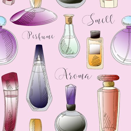 Set of vector perfume fashion patternの写真素材