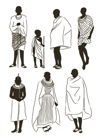 Maasai couple african peopleのイラスト素材