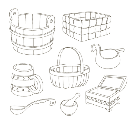 Rustic wooden utensilsのイラスト素材