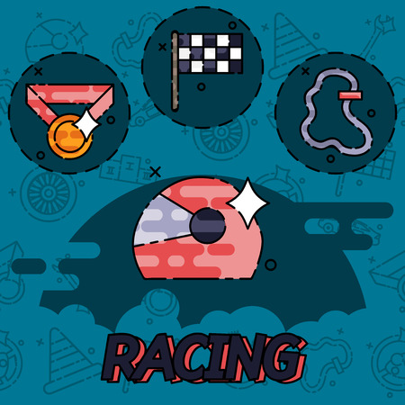 Racing flat concept iconsのイラスト素材