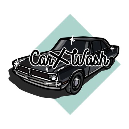Color vintage car wash emblemのイラスト素材