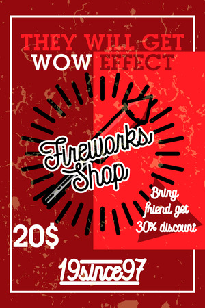 Color vintage fireworks shop bannerのイラスト素材