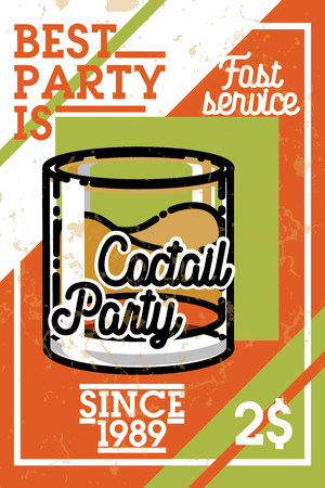 Color vintage cocktail party bannerのイラスト素材
