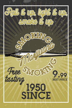 Color vintage marijuana bannerのイラスト素材