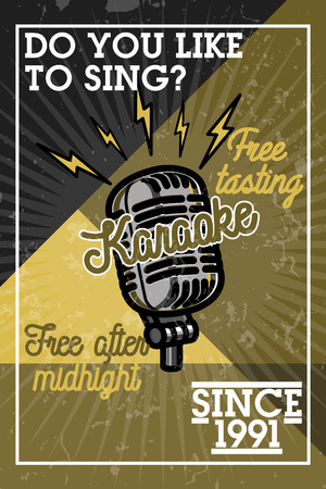 Color vintage karaoke banner. Vector illustration, EPS 10のイラスト素材
