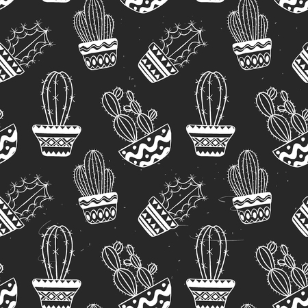 Cute hand drawn vector cactuse patternのイラスト素材