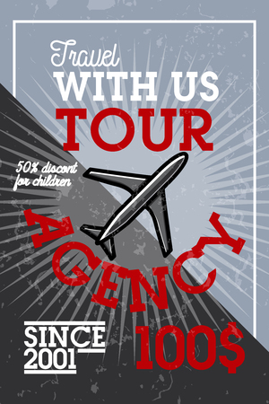 Color vintage tour agency bannerのイラスト素材