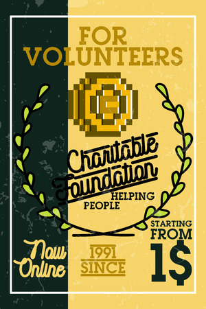 Color vintage charitable foundation banner with give love and peace symbol vector illustration