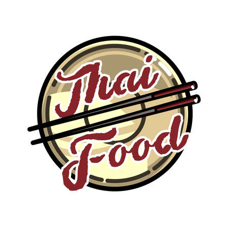 Color vintage thai food emblemのイラスト素材