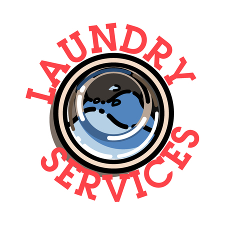 Color vintage laundry services emblemのイラスト素材
