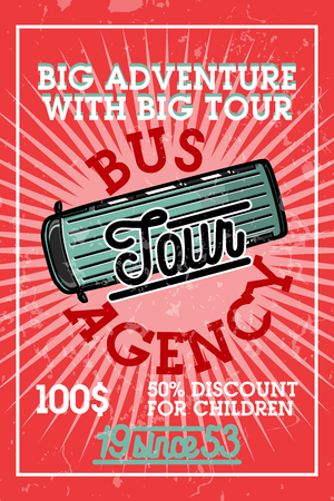 Color vintage tour agency bannerのイラスト素材