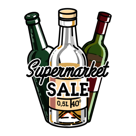 Color vintage supermarket sale emblem. Vector illustration, EPS 10のイラスト素材