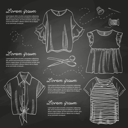 Set of woman casual clothes illustration.のイラスト素材