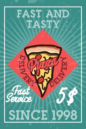 Color vintage pizza delivery bannerのイラスト素材